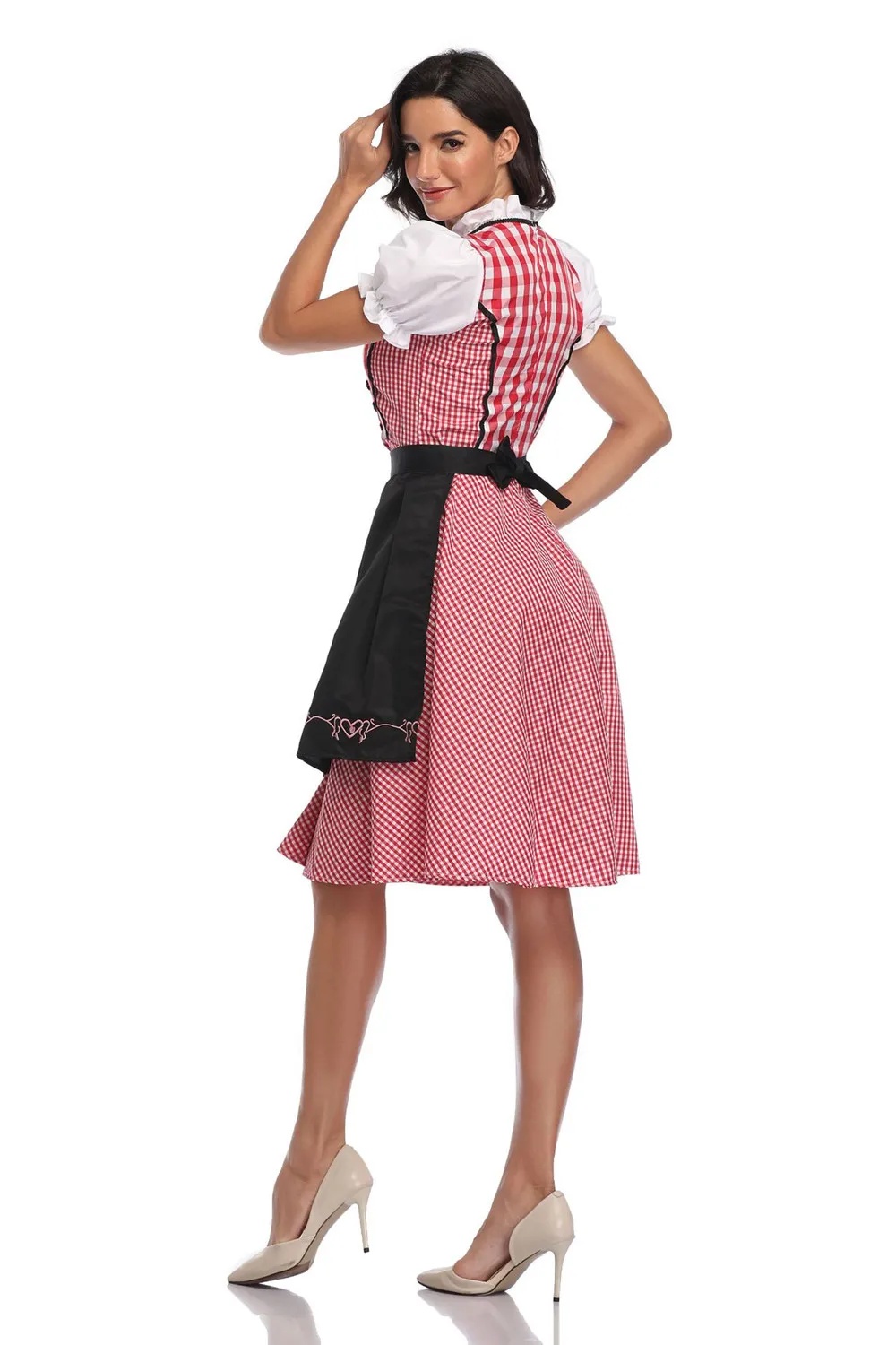 Bavarian Traditional Dirndl Dress Oktoberfest Maid Costume Halloween Fancy Dress